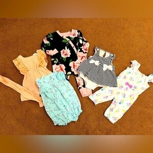 Bundle of 5 Girls Rompers Size 6-9 Months